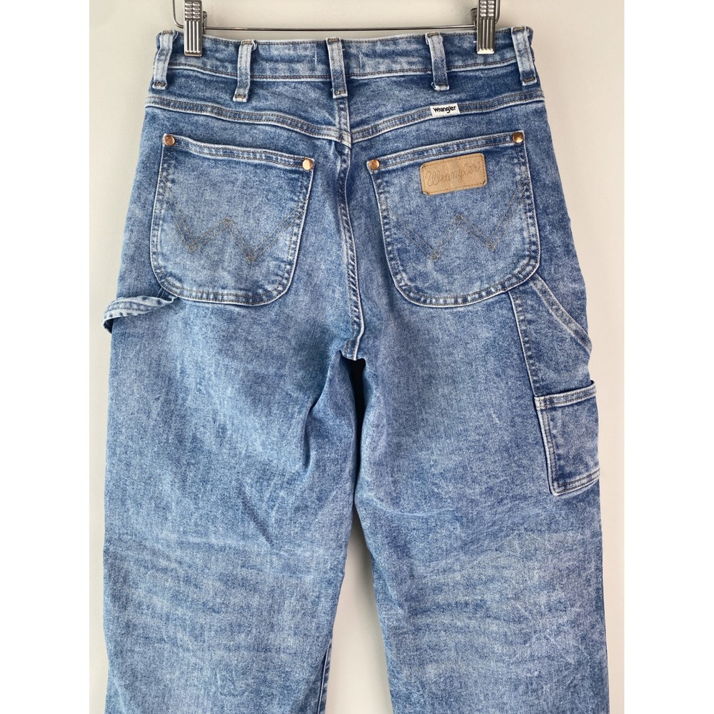 Wrangler Womens Carpenter Jeans 28 Blue High Rise Straight Leg Utility 90s Baggy - Picture 8 of 16